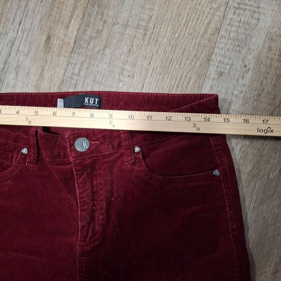 Kut From The Kloth Burgundy Corduroy Jeans 10 Skinny Stretch - Picture 4 of 8